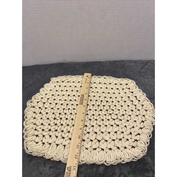 Handmade Crochet Oval Placemats Cottage Chic Shabby VTG Kitchen Linen Doilies - Picture 12 of 12